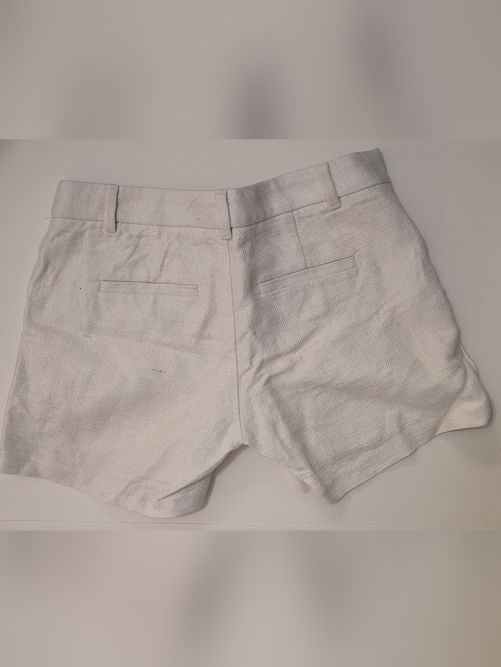 Banana Republic Cream Textured Cotton Blend Women's Shorts - Picture 2 of 2